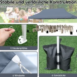 300 x 600 cm großes Pop-up-Überdachungszelt klappbares Eventzelt mit Tragetasche Weiß/Grün/Grau/Schwarz/Blau