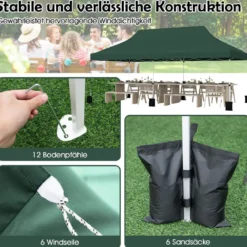 300 x 600 cm großes Pop-up-Überdachungszelt klappbares Eventzelt mit Tragetasche Weiß/Grün/Grau/Schwarz/Blau
