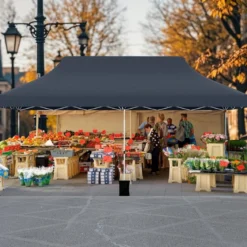 300 x 600 cm großes Pop-up-Überdachungszelt klappbares Eventzelt mit Tragetasche Weiß/Grün/Grau/Schwarz/Blau