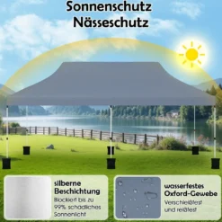300 x 600 cm großes Pop-up-Überdachungszelt klappbares Eventzelt mit Tragetasche Weiß/Grün/Grau/Schwarz/Blau