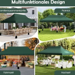 300 x 600 cm großes Pop-up-Überdachungszelt klappbares Eventzelt mit Tragetasche Weiß/Grün/Grau/Schwarz/Blau