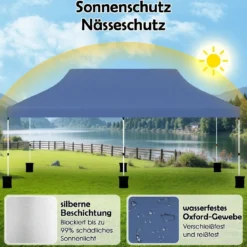 300 x 600 cm großes Pop-up-Überdachungszelt klappbares Eventzelt mit Tragetasche Weiß/Grün/Grau/Schwarz/Blau