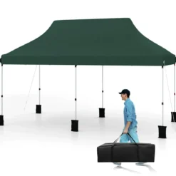 300 x 600 cm großes Pop-up-Überdachungszelt klappbares Eventzelt mit Tragetasche Weiß/Grün/Grau/Schwarz/Blau