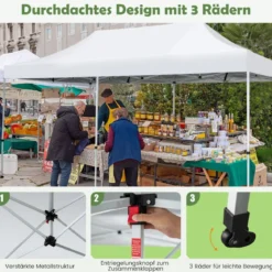 600 x 300 cm Großes Pop-Up-Überdachungszelt Sofortiger Sonnenschutz mit Rädern