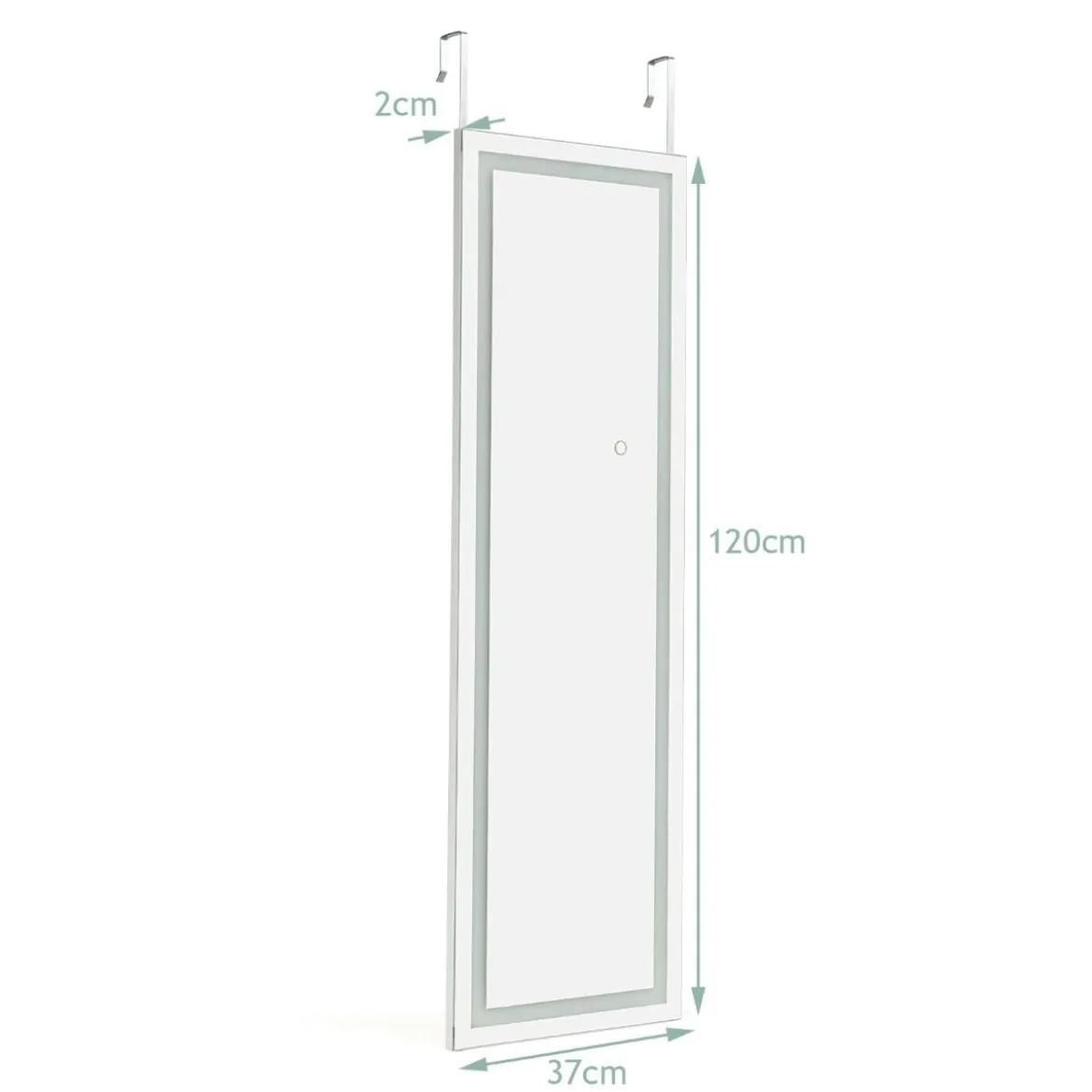 37 x 120 cm 2 in 1 Wandspiegel mit 3 Farben LED Beleuchtung Ganzkörperspiegel Hängespiegel