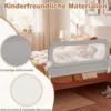 120 x 60 cm Klappbarer Bettgitter mit Abnehmbarem Oxford-Bezug & Gurt Bettschutzgitter Grau