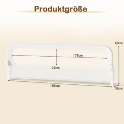 198 x 60 cm Klappbares Bettgitter mit Abnehmbarem Oxford-Bezug Bettschutzgitter Weiß