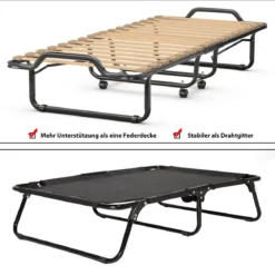 80x 200 cm Klappbares Gästebett Faltbares Faltbett mit Matratze aus Rückstellschaum