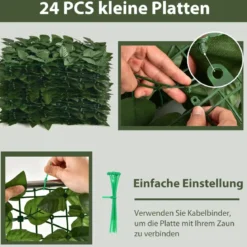 300 x 100 cm Künstliches Pflanzenwand Efeublättern Sichtschutz Heckenpflanze Windschutz