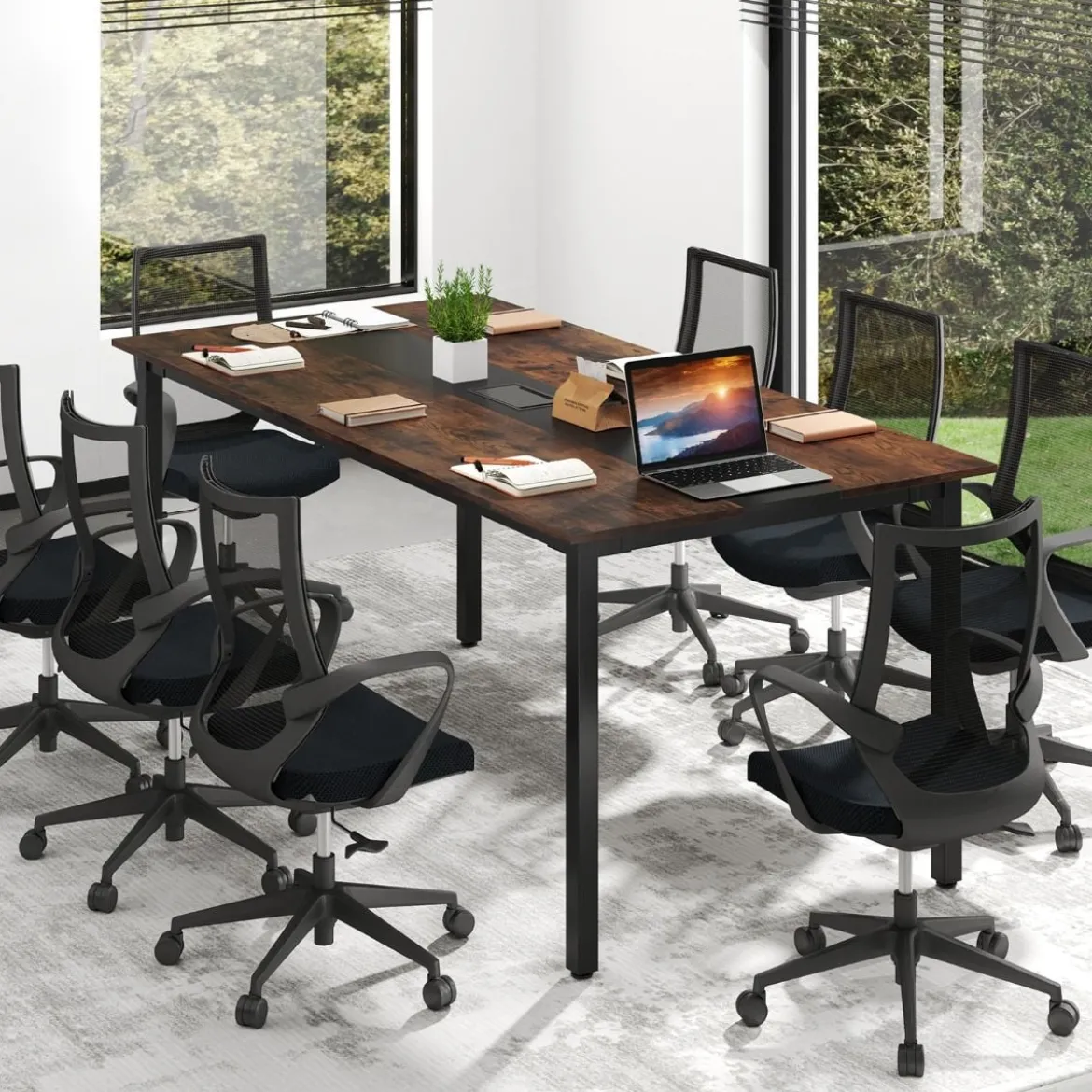 180 x 90 cm Konferenztisch für 8-10 Personen Besprechungstisch Rechteckiger Seminartisch