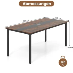 180 x 90 cm Konferenztisch für 8-10 Personen Besprechungstisch Rechteckiger Seminartisch