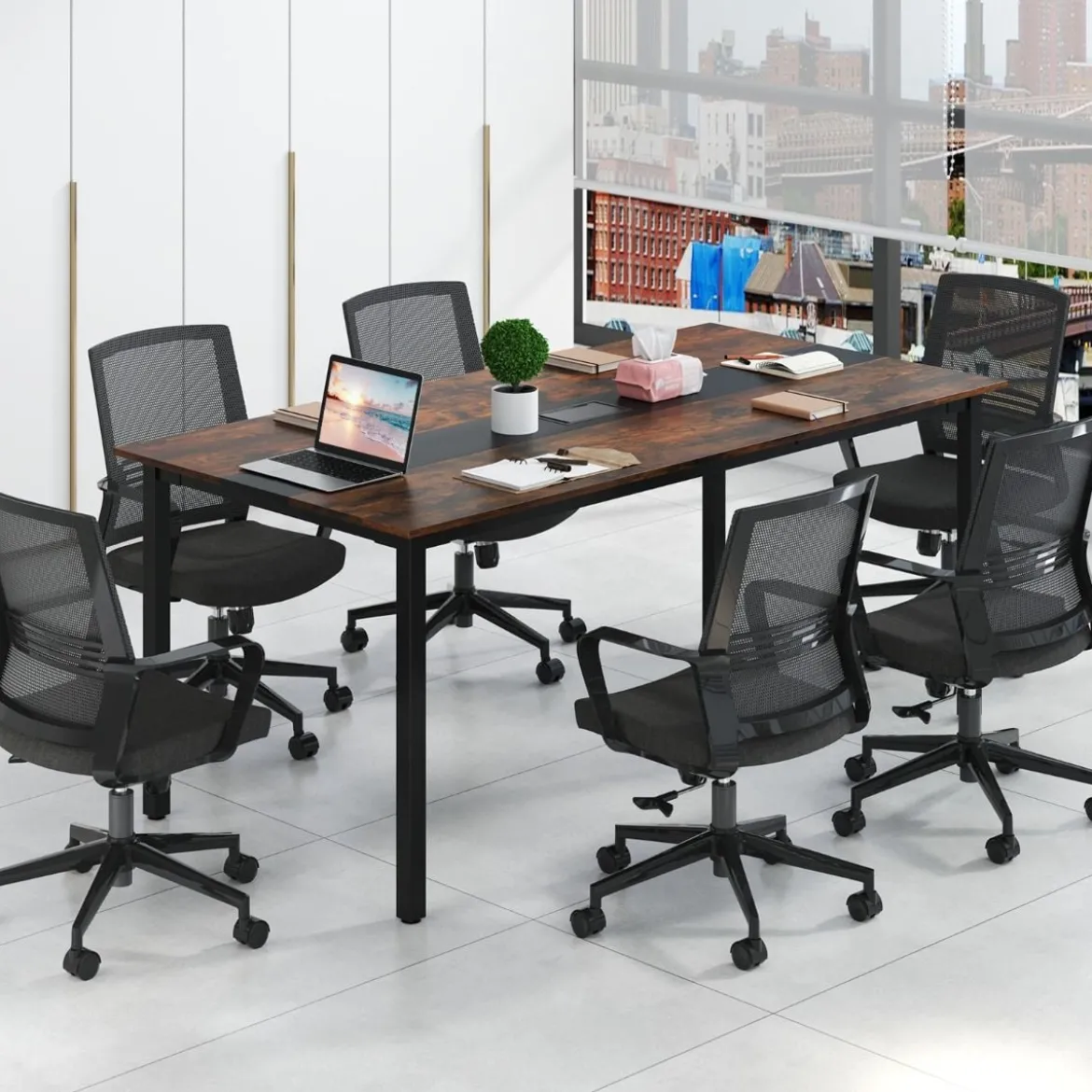 180 x 90 cm Konferenztisch für 8-10 Personen Besprechungstisch Rechteckiger Seminartisch
