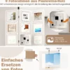 170 x 121 cm Paravent mit 360° Drehbare 9 Fotorahmen Raumteiler aus Paulowniaholz Weiß