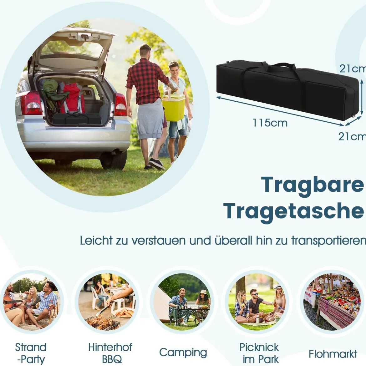 430 x 280 cm Pop-up Pavillon mit 2 Umwandelbaren Seitenwänden zu Markise Weiß