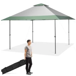 400 x 400 cm Pop-Up-Pavillon UV-Überdachungszelt mit 4 verstärkten Rippen Grün