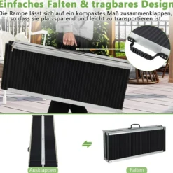183 x 74 cm Rollstuhlrampe Tragbare & Anti-Rutsch Klapprampe bis zu 272kg Belastbar Aluminium