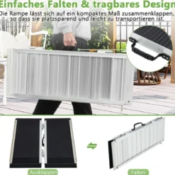 91 x 74 cm Rollstuhlrampe Tragbare & Anti-Rutsch Klapprampe bis zu 272kg Belastbar Aluminium