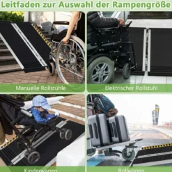 91 x 74 cm Rollstuhlrampe Tragbare & Anti-Rutsch Klapprampe bis zu 272kg Belastbar Aluminium