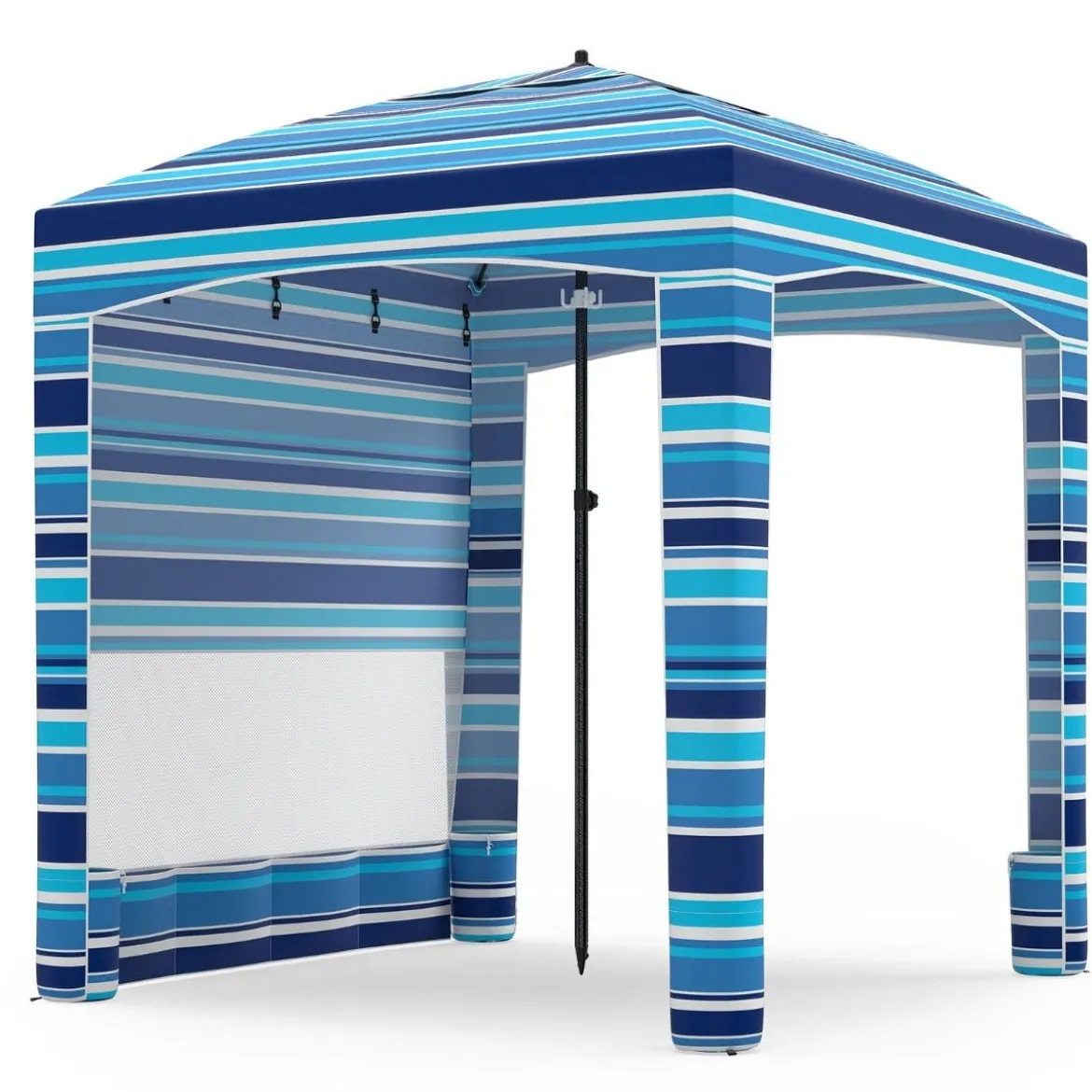 185 x 185 cm Strandzelt Höhenverstellbar Seitenwand Sandsäcke Tragetasche Strand Camping Blau