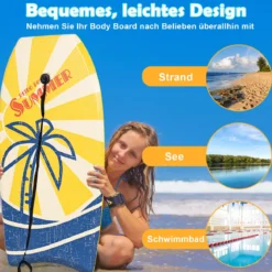 93 x 47 cm Surfboard Bodyboard leichtes Surfbrett für den Pool Sup-Board Gelb