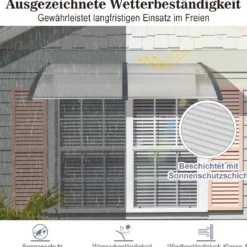 199 x 99 cm Vordach für Haustür Aluminium Überdachung Pultbogenvordach Haustürvordach Grau