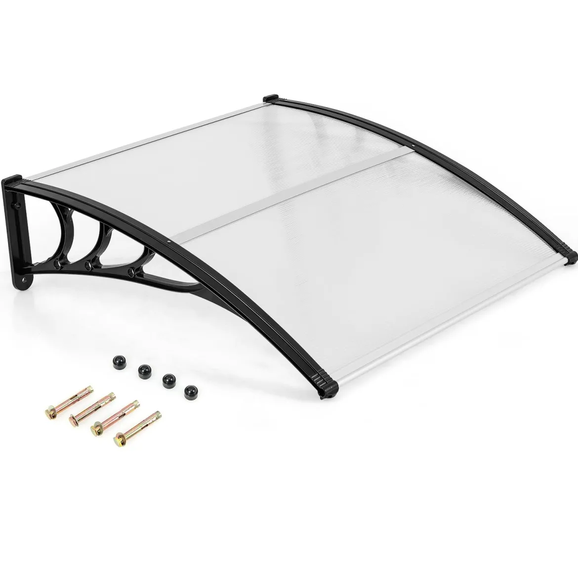102 x 99 cm Vordach für Haustür Überdachung aus Aluminium und Polycarbonat Silber