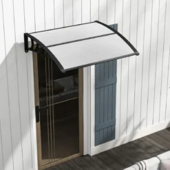102 x 99 cm Vordach für Haustür Überdachung aus Aluminium und Polycarbonat Transparent