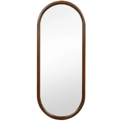 110 x 45 cm Wandspiegel mit Holzrahmen Oval Ganzkörperspiegel Hängespiegel Schminkspiegel