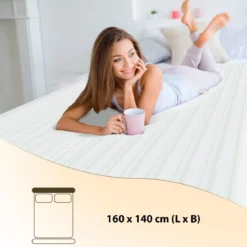 160 x 140 cm Wärmeunterbett mit 2 Unabhängigen Temperaturzonen Maschinenwaschbar