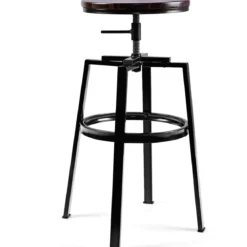2 x Hocker Rund Tresenhocker Metall-Barstuhl Barhocker Holzhocker höhenverstellbar