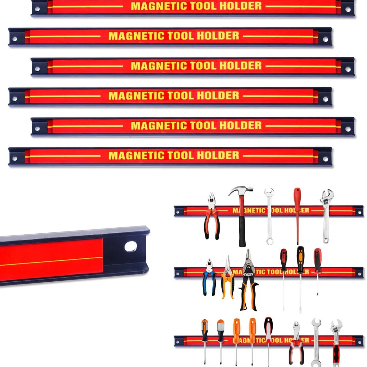 6 x Magnet Werkzeughalter Wand Magnetleiste Set Magnetleiste 46 cm