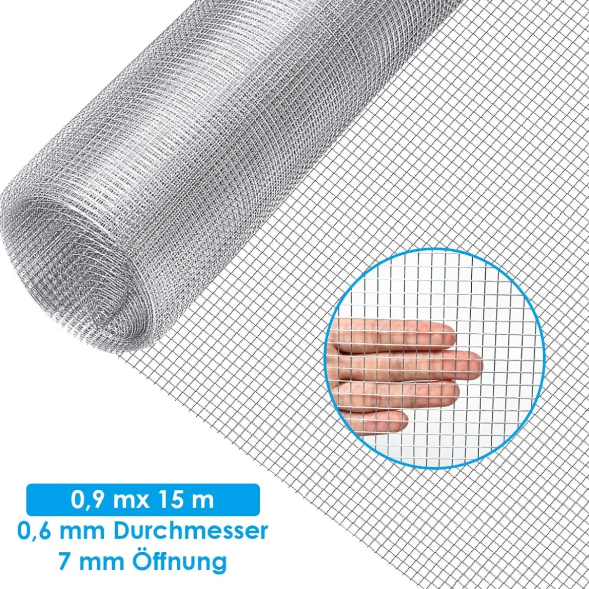 0,9 x 15 M Eisengitter Gewebe mit 7 x 7mm Öffnungen als Baumschutz Stütze