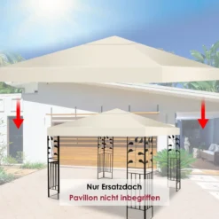 3x3m Ersatzdach für Pavillon Pavillondach Ersatzbezug mit Klettverschlüssen