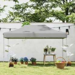 3 x 4,5 m Faltpavillon mit Rollentasche & 4 Seilen Höhenverstellbarer Pop Up Pavillon Gartenpavillon