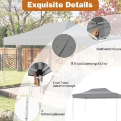 3 x 4,5 m Faltpavillon mit Rollentasche & 4 Seilen Höhenverstellbarer Pop Up Pavillon Gartenpavillon