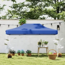 3 x 4,5 m Faltpavillon mit Rollentasche & 4 Seilen Höhenverstellbarer Pop Up Pavillon Gartenpavillon