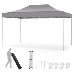 3 x 4,5 m Faltpavillon mit Rollentasche & 4 Seilen Höhenverstellbarer Pop Up Pavillon Gartenpavillon