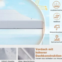 3 x 4,5 m Faltpavillon mit Rollentasche & 4 Seilen Höhenverstellbarer Pop Up Pavillon Gartenpavillon