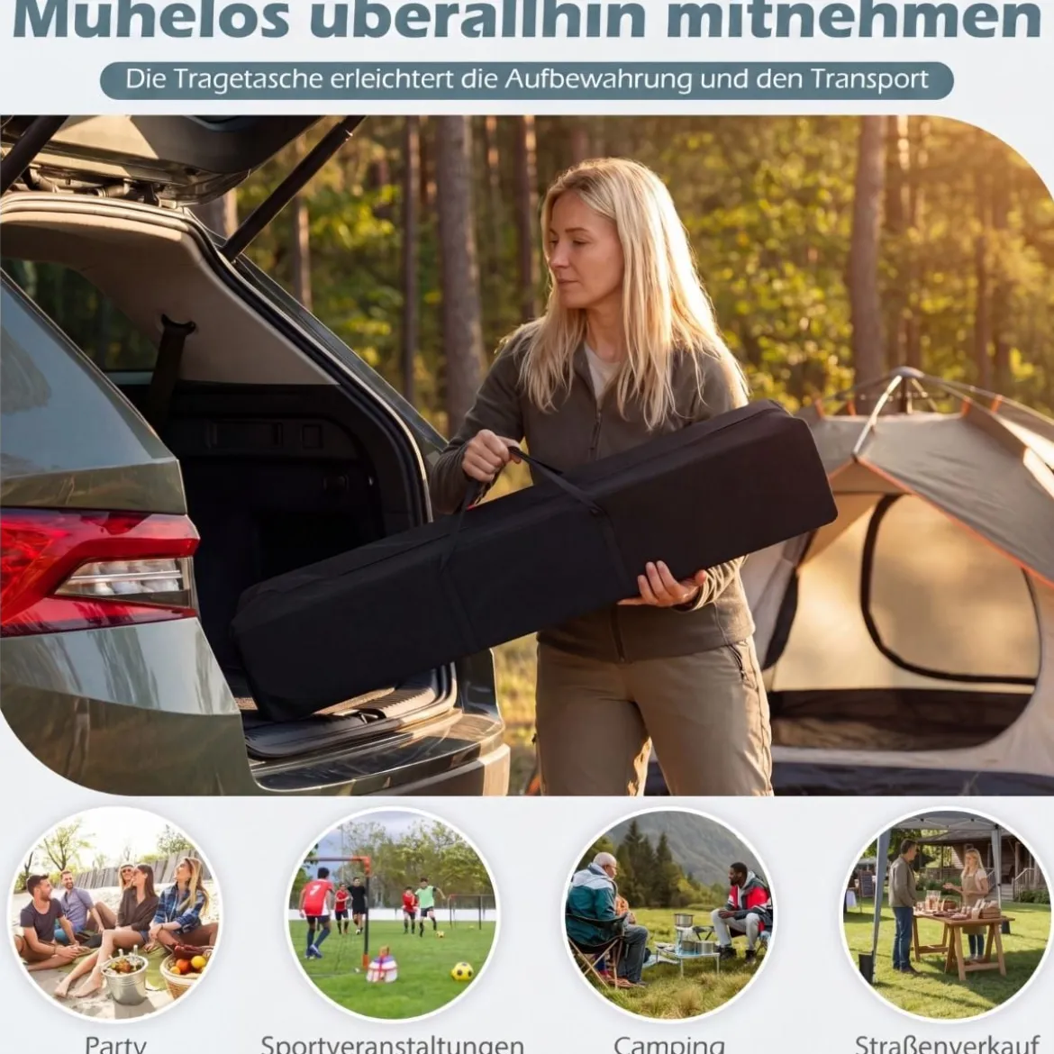 3 x 3 m Faltpavillon Wasserfest Höhenverstellbar Sonnenschutz für Camping Hof Grau