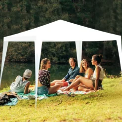3x3m Gartenzelt mit 4 abnehmbaren Seitenwänden & Fenstern ideal für Hochzeiten