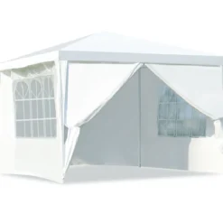 3x3m Gartenzelt mit 4 abnehmbaren Seitenwänden & Fenstern ideal für Hochzeiten
