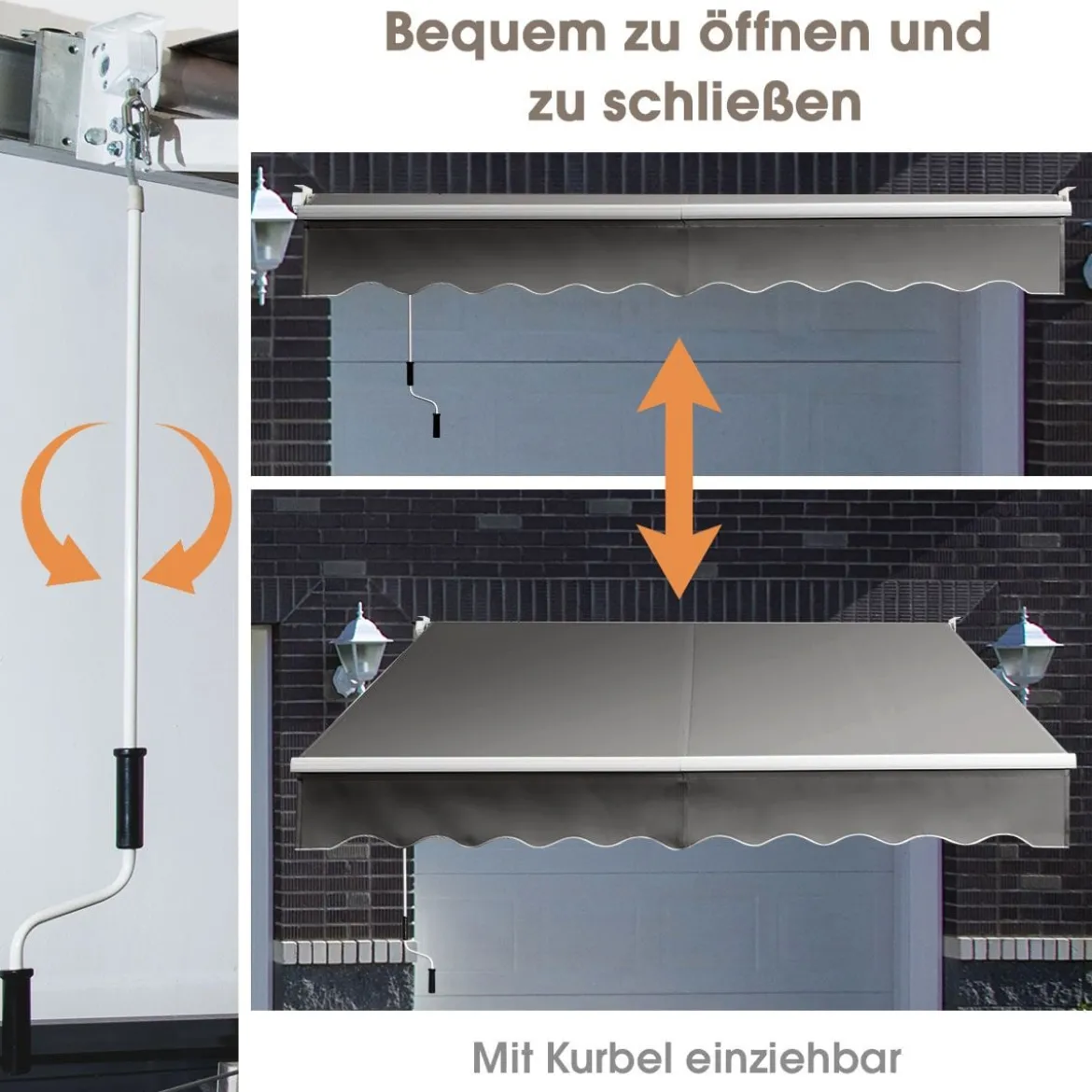 2,5 x 2 m Gelenkarmmarkise mit UV- & Wasserbeständigem Material & Kurbel