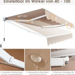 2,5 x 2 m Gelenkarmmarkise mit UV- & Wasserbeständigem Material & Kurbel