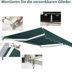 2,5 x 2 m Gelenkarmmarkise mit UV- & Wasserbeständigem Material & Kurbel