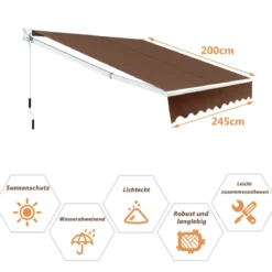 2,5 x 2 m Gelenkarmmarkise mit UV- & Wasserbeständigem Material & Kurbel