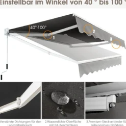 2,5 x 2 m Gelenkarmmarkise mit UV- & Wasserbeständigem Material & Kurbel