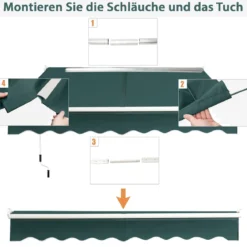2,5 x 2 m Gelenkarmmarkise mit UV- & Wasserbeständigem Material & Kurbel