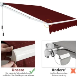 2,5 x 2 m Gelenkarmmarkise mit UV- & Wasserbeständigem Material & Kurbel