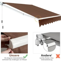 2,5 x 2 m Gelenkarmmarkise mit UV- & Wasserbeständigem Material & Kurbel