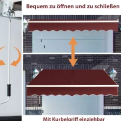 2,5 x 2 m Gelenkarmmarkise mit UV- & Wasserbeständigem Material & Kurbel